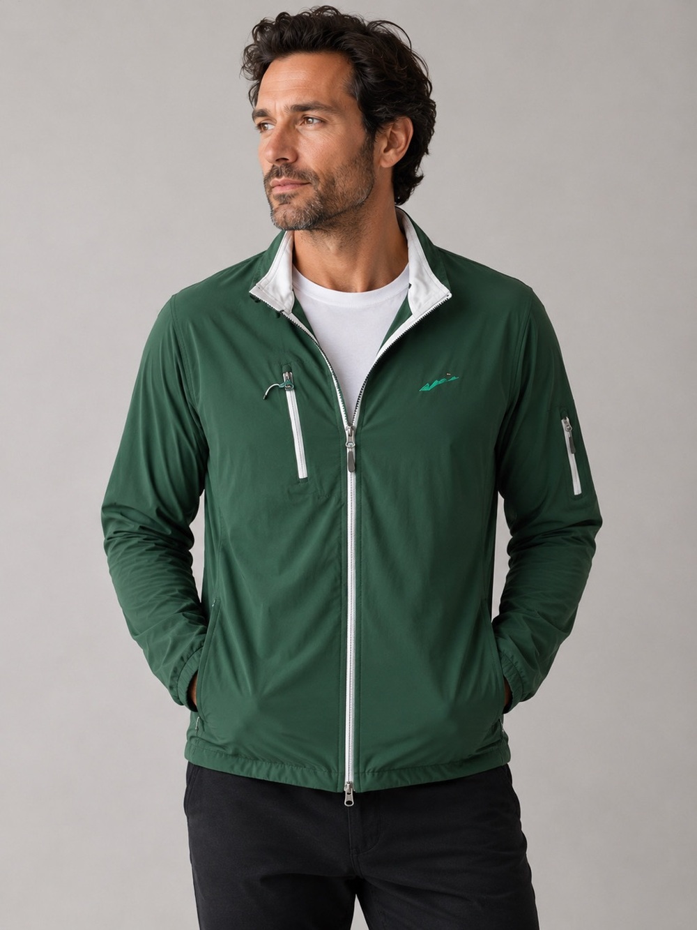 Peter Millar Element 4 Wind Green Zip Jacket Fisher Island Golf Club Sz M